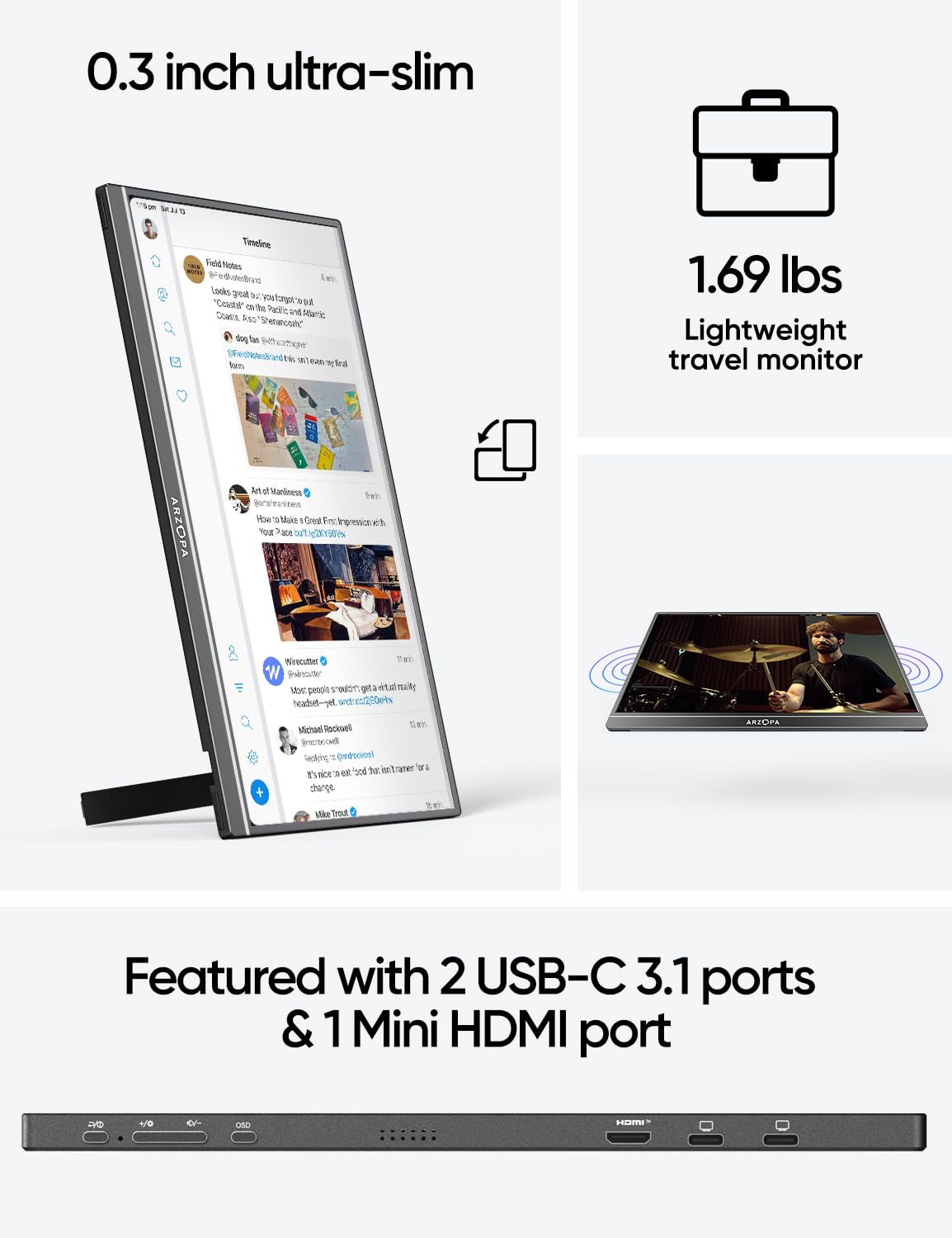 ARZOPA 17.3” Portable Monitor feature 4