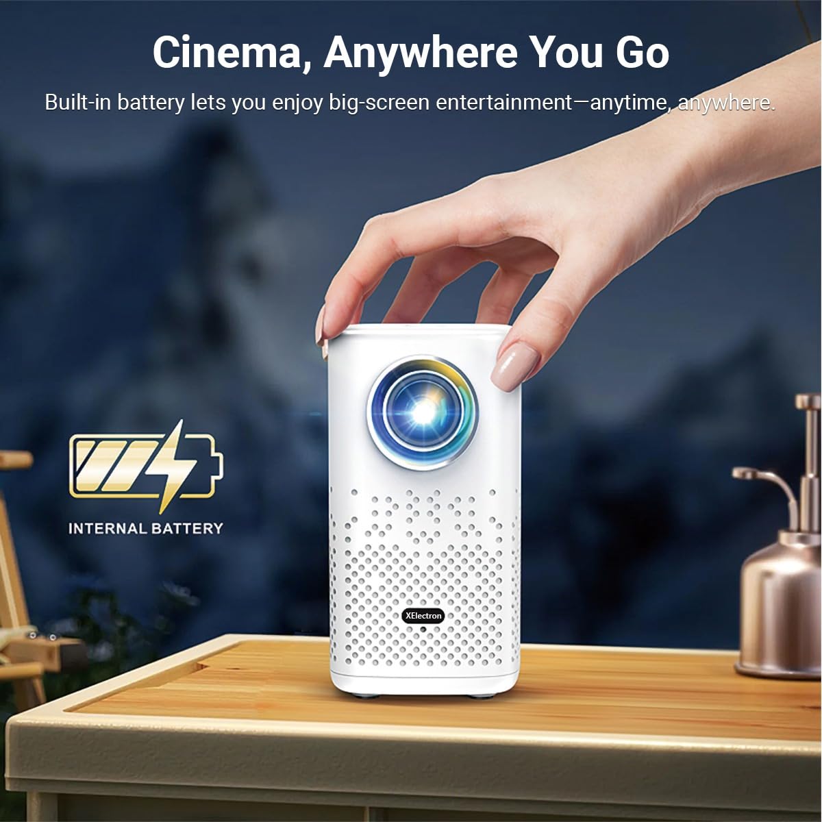 XElectron PocketBeam Android 13 Portable Smart Projector, 1080p Support, 6000 Lumens, 150 inch Screen, OTT Apps (Netflix, Prime, YouTube), Miracast, WiFi, BT, HDMI, Built-in Battery, 2hr Playtime feature 7