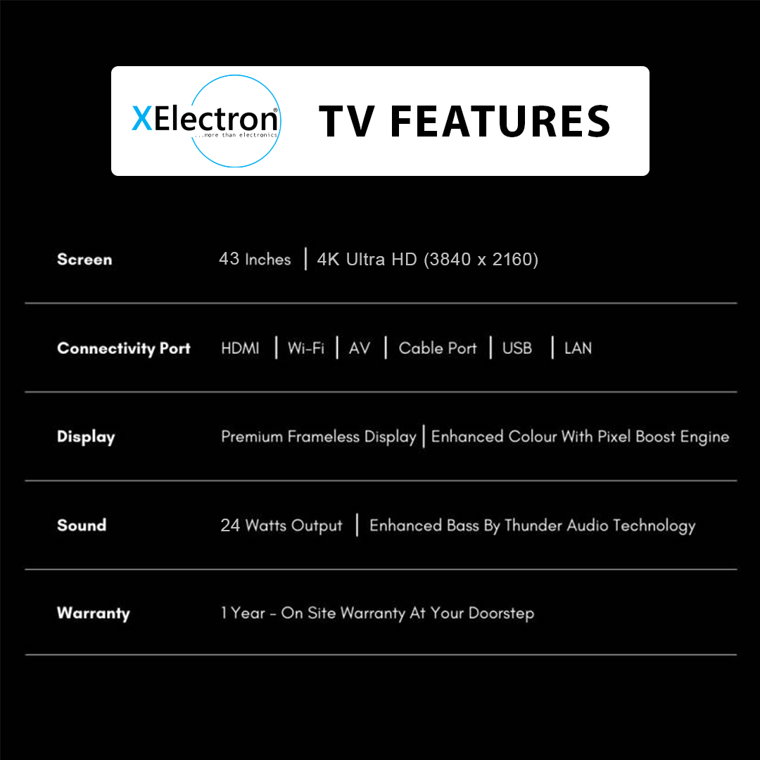 XElectron 43 Inch (108 cm) Ultra HD 4K Smart Android LED TV with Cloud Feature and Soundbar 43XETV (Black) feature 5