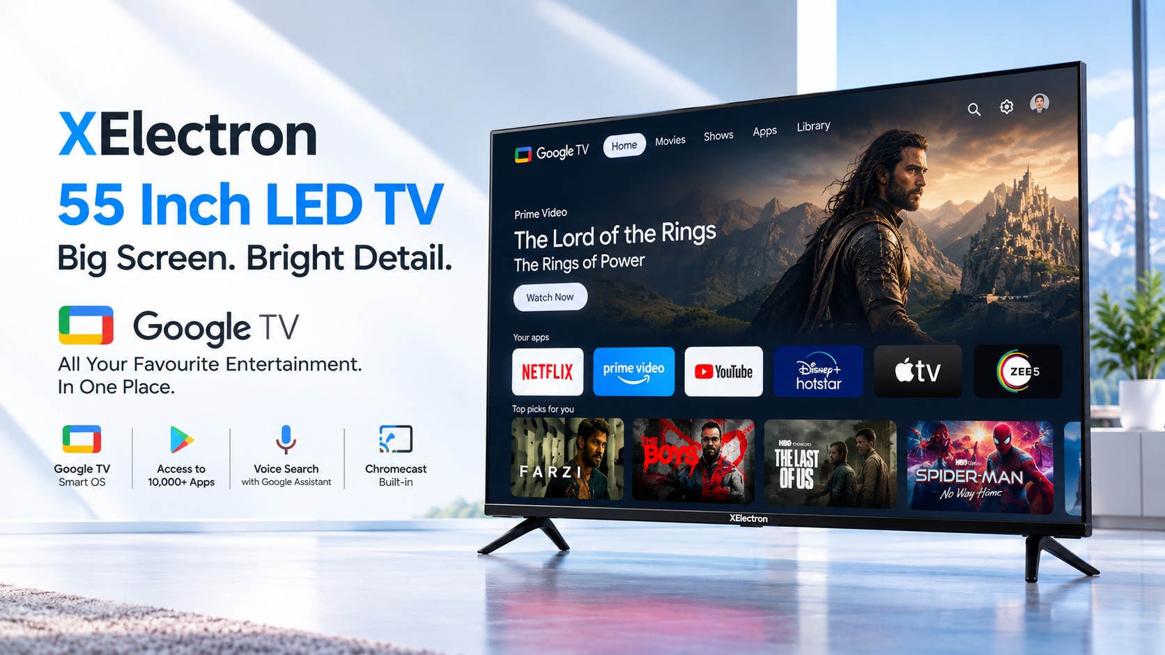 XElectron 55 Inch LED TV banner