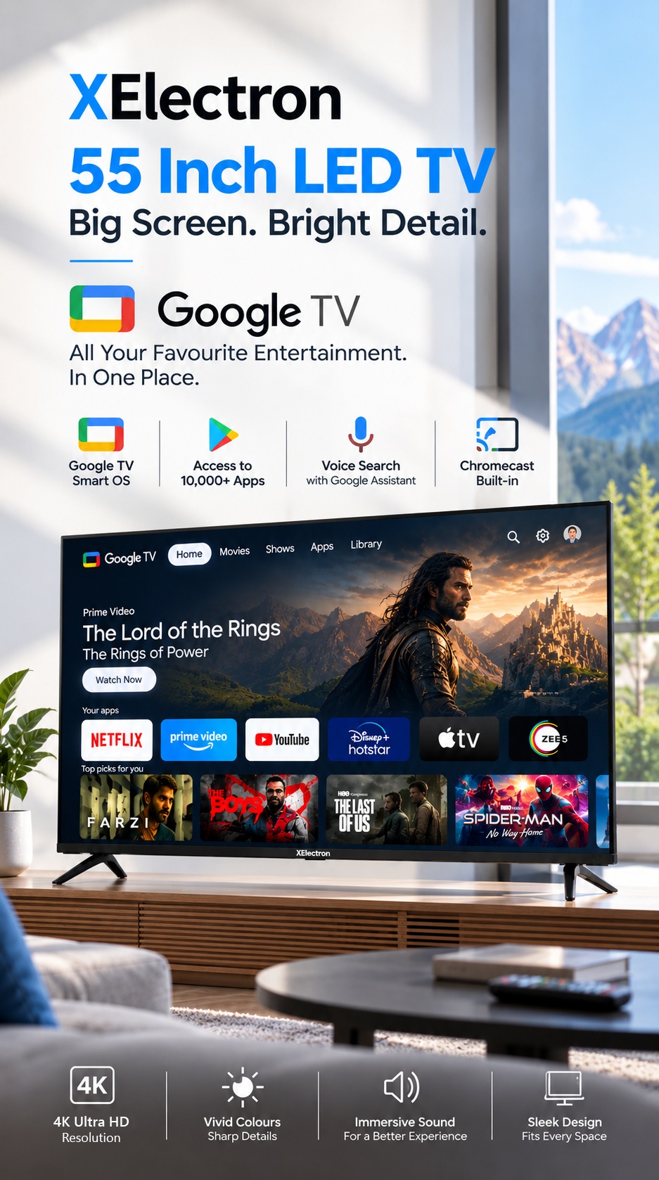 XElectron 55 Inch LED TV banner