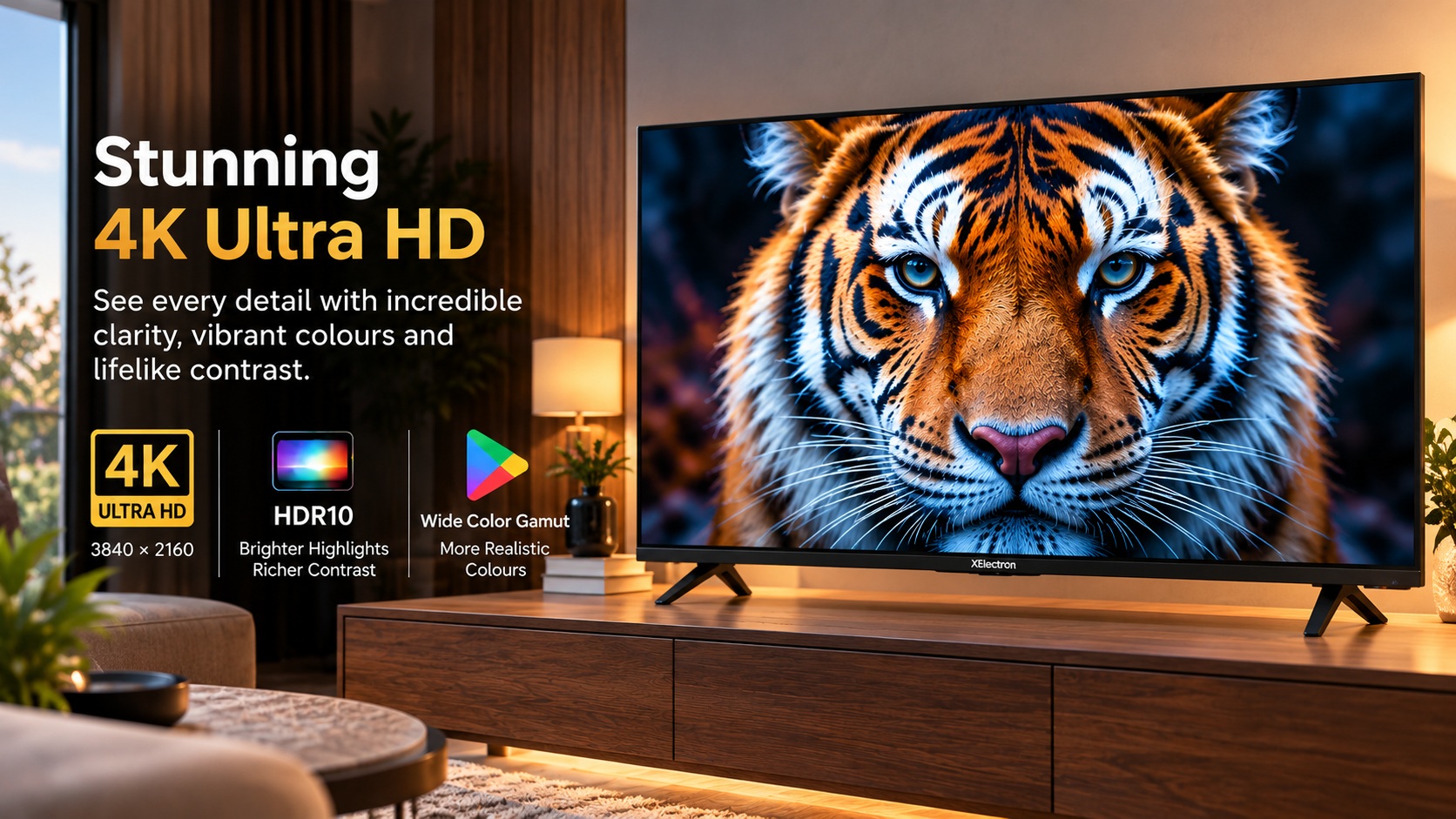 XElectron 55 Inch (140 cm) Techno Series 4K Ultra HD LED Smart Google TV 55GTV (Black) showcase banner 3