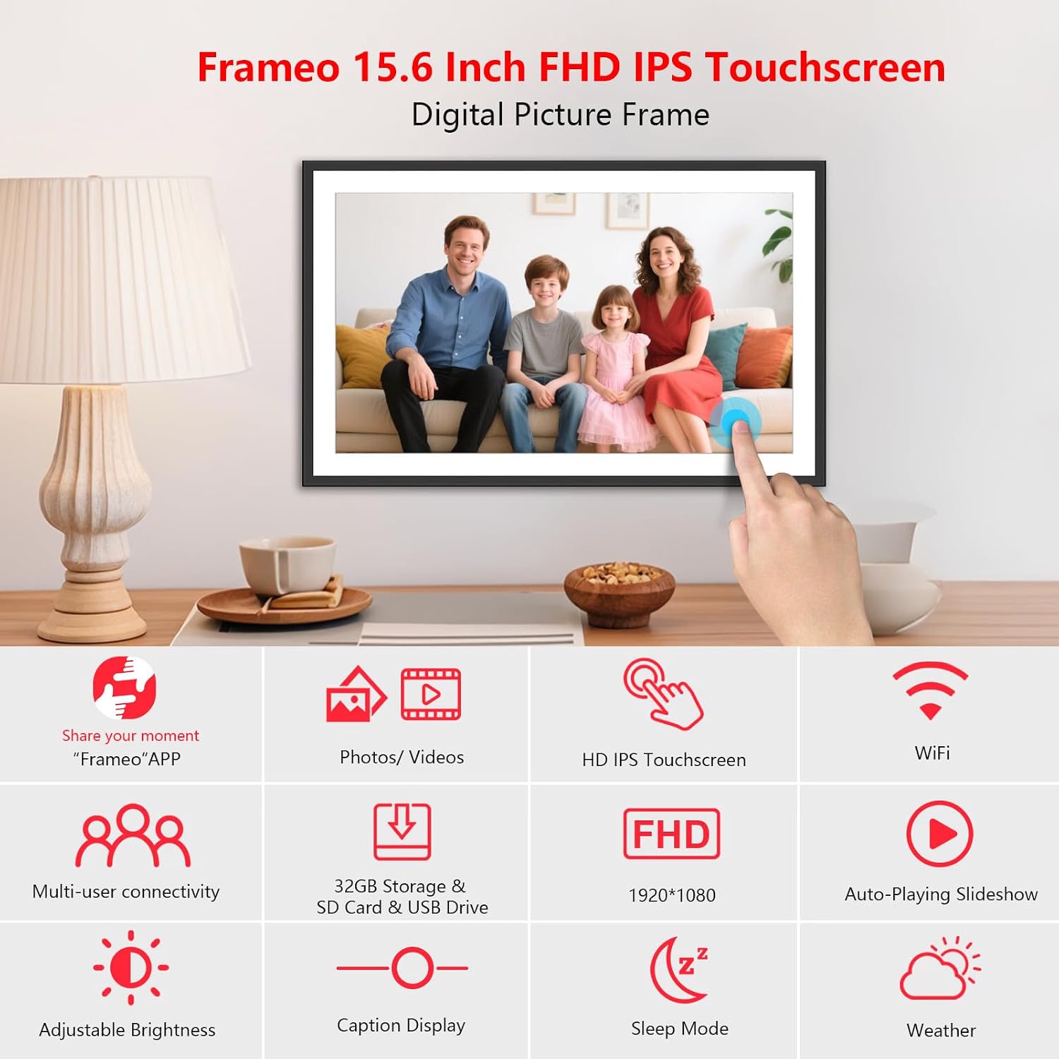 XElectron 15.6 Inch Large Digital Photo Frame, Easy to Share via Frameo App feature 8