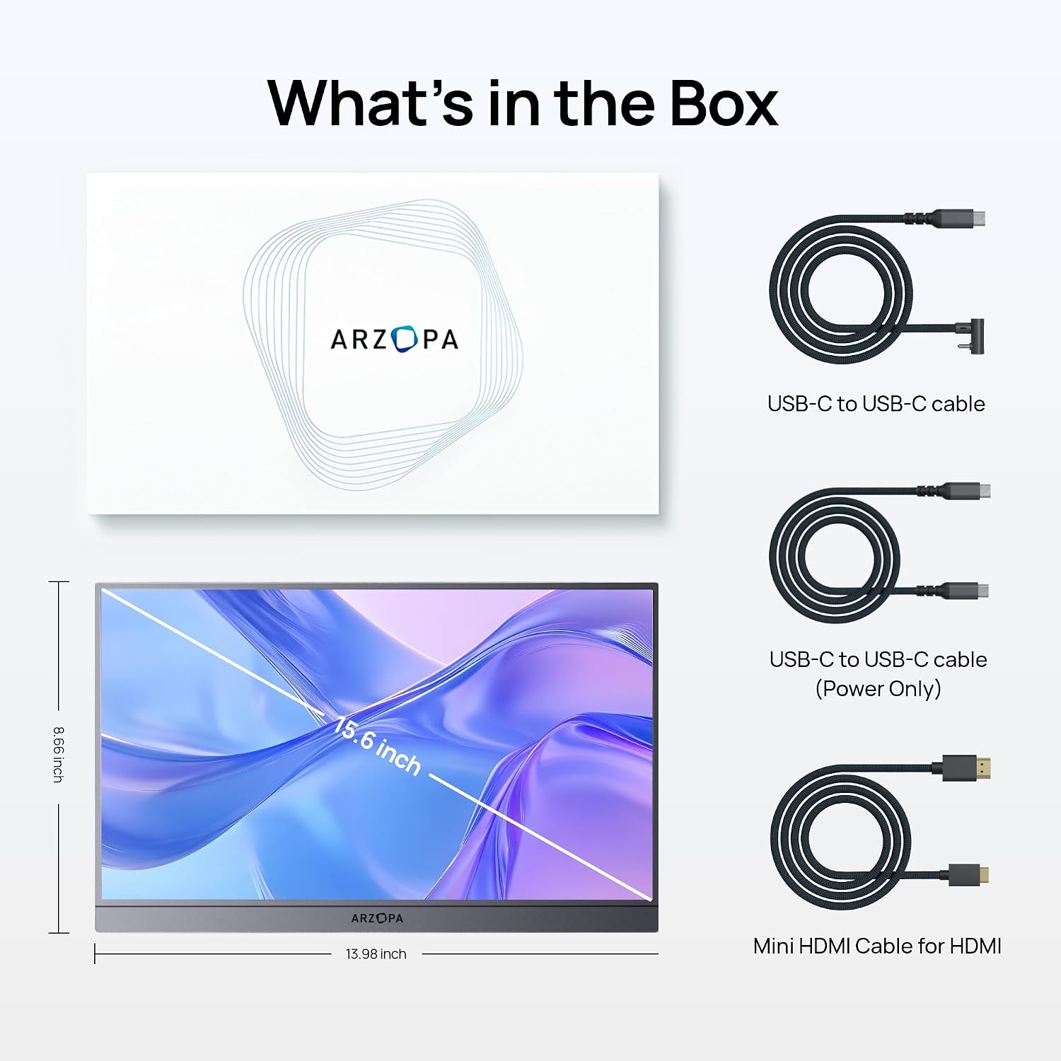 Arzopa A1 Pro 15.6 inch IPS FHD HDR 1080P Resolution 100% SRGB 300 Nits Portable Monitor feature 7