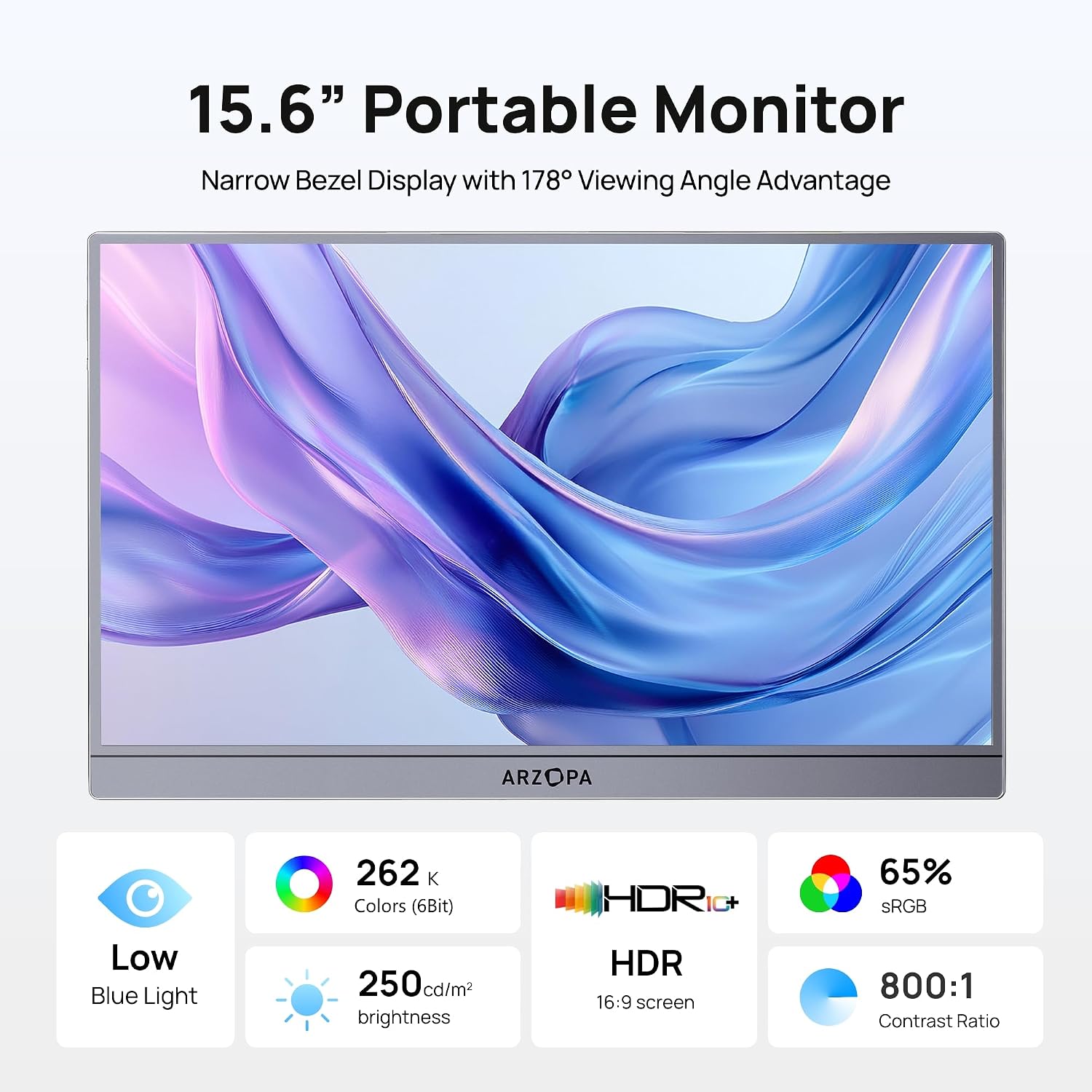 Arzopa 15.6 inch IPS FHD HDR 1080P Resolution 100% SRGB 300 Nits Portable Monitor alternate