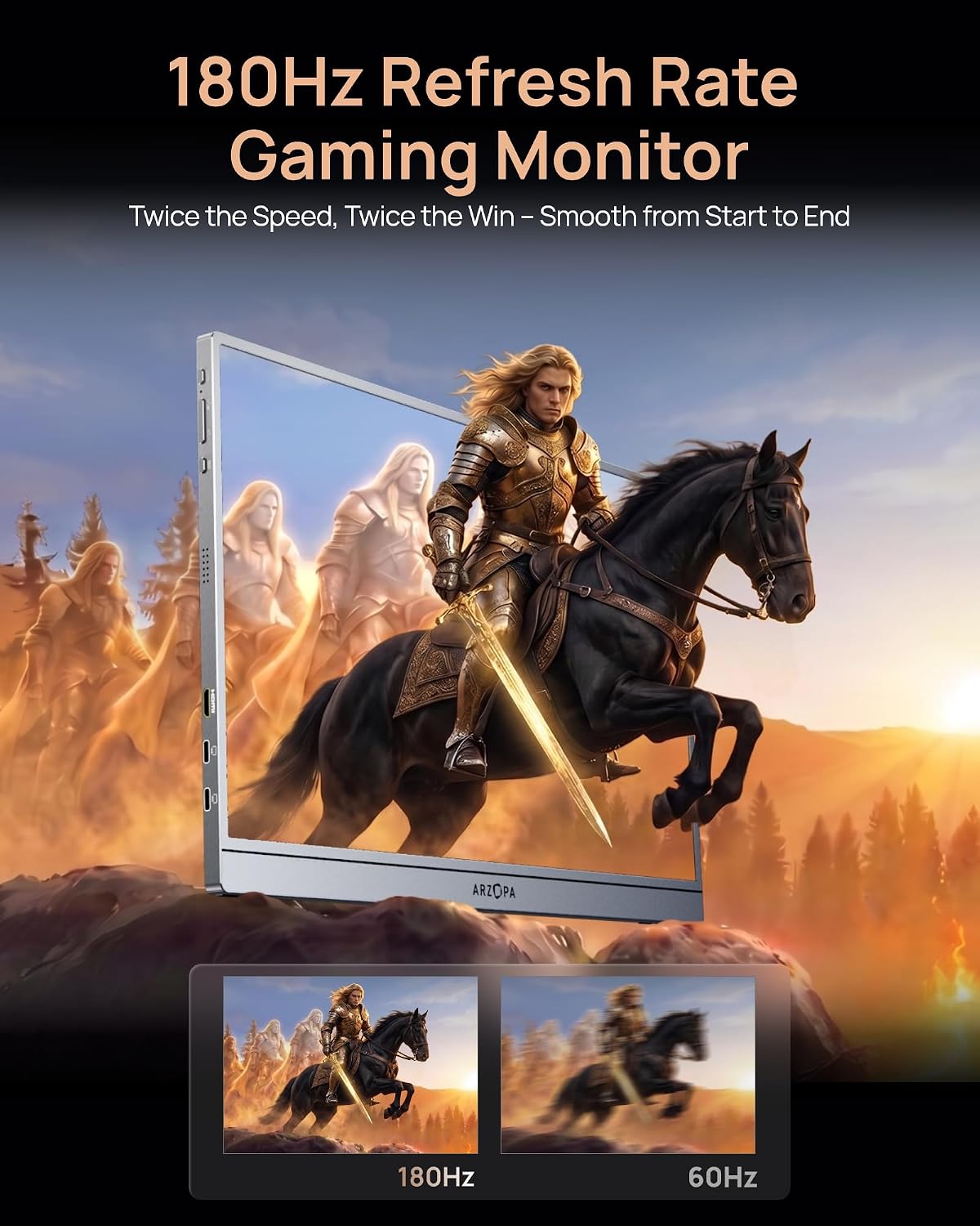 ARZOPA Z3FC 16.1" 180Hz 2.5K Portable Gaming Monitor with Stand, 106% sRGB, External Portable Monitor as Second Screen for Laptop, PC, PS5, Mac, Xbox alternate