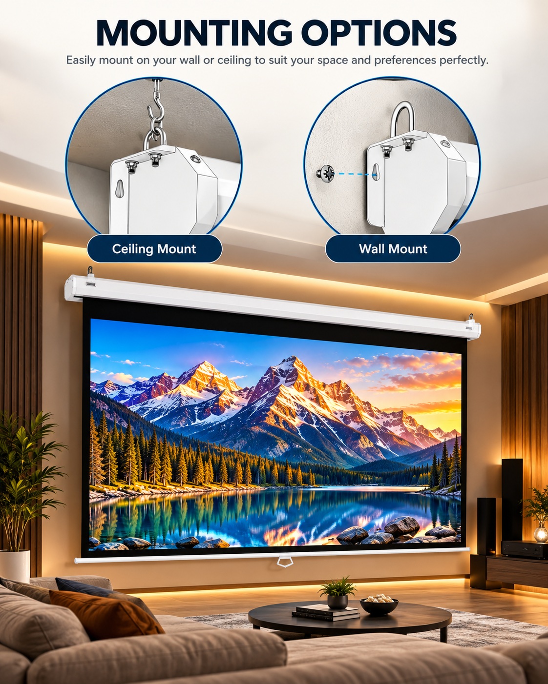 XElectron 150 Inches Motorized Projector Screen | Electric Projection Screen | Home Theatre Screen | with Remote Control (150 Inch, 4:3 Ratio) mobile banner 3