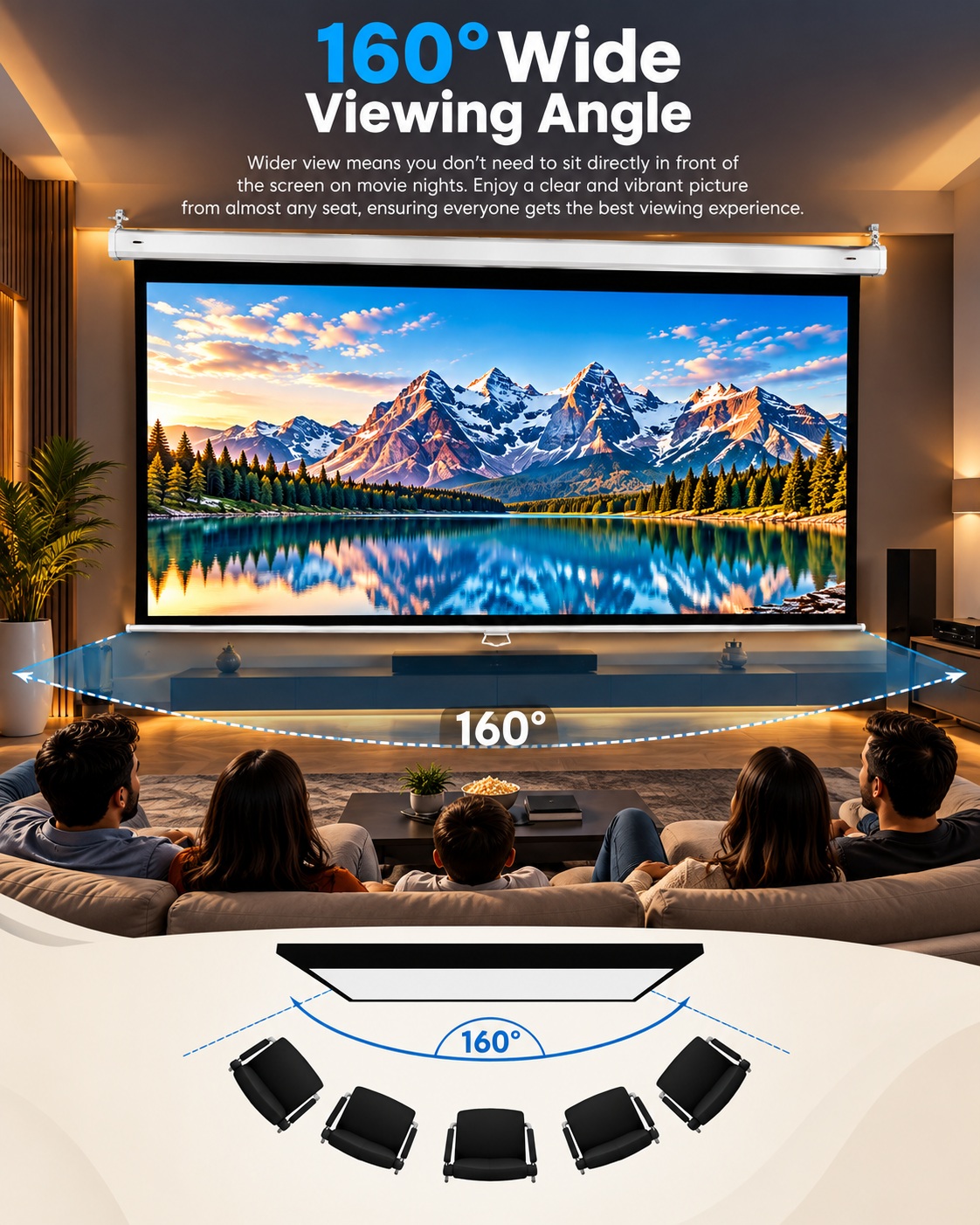 XElectron 150 Inches Motorized Projector Screen | Electric Projection Screen | Home Theatre Screen | with Remote Control (150 Inch, 4:3 Ratio) mobile banner 4