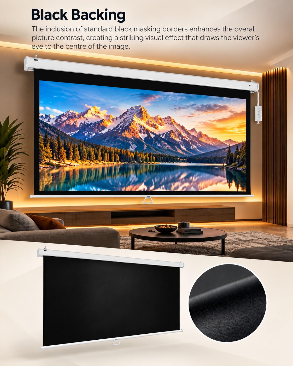 XElectron 150 Inches Motorized Projector Screen | Electric Projection Screen | Home Theatre Screen | with Remote Control (150 Inch, 4:3 Ratio) mobile banner 2