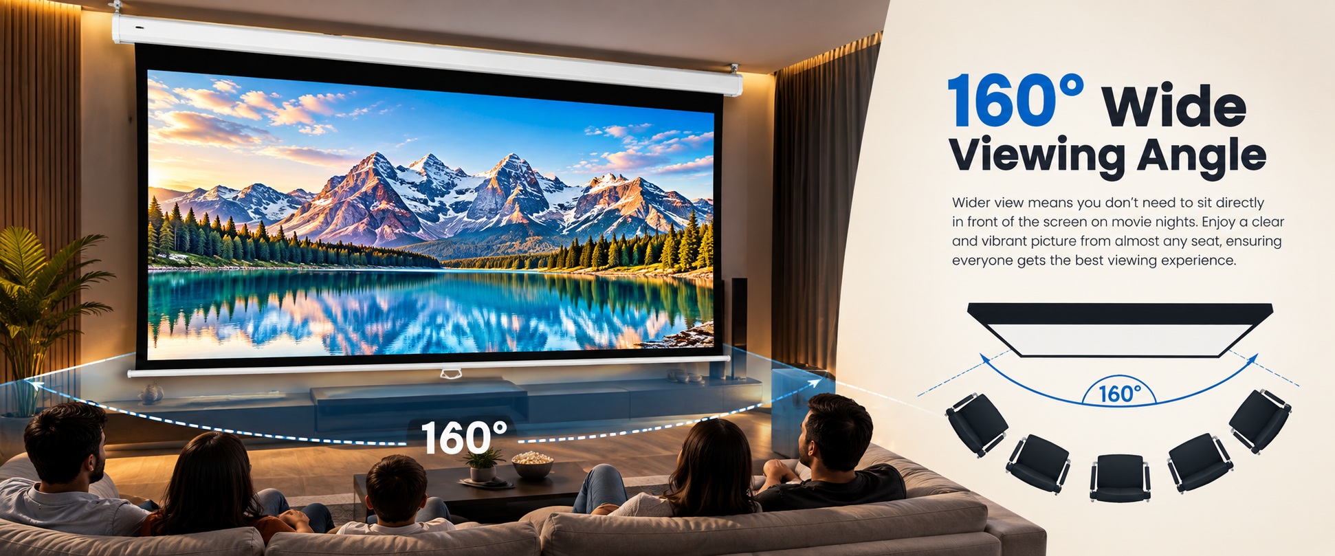 XElectron 150 Inches Motorized Projector Screen | Electric Projection Screen | Home Theatre Screen | with Remote Control (150 Inch, 4:3 Ratio) showcase banner 4