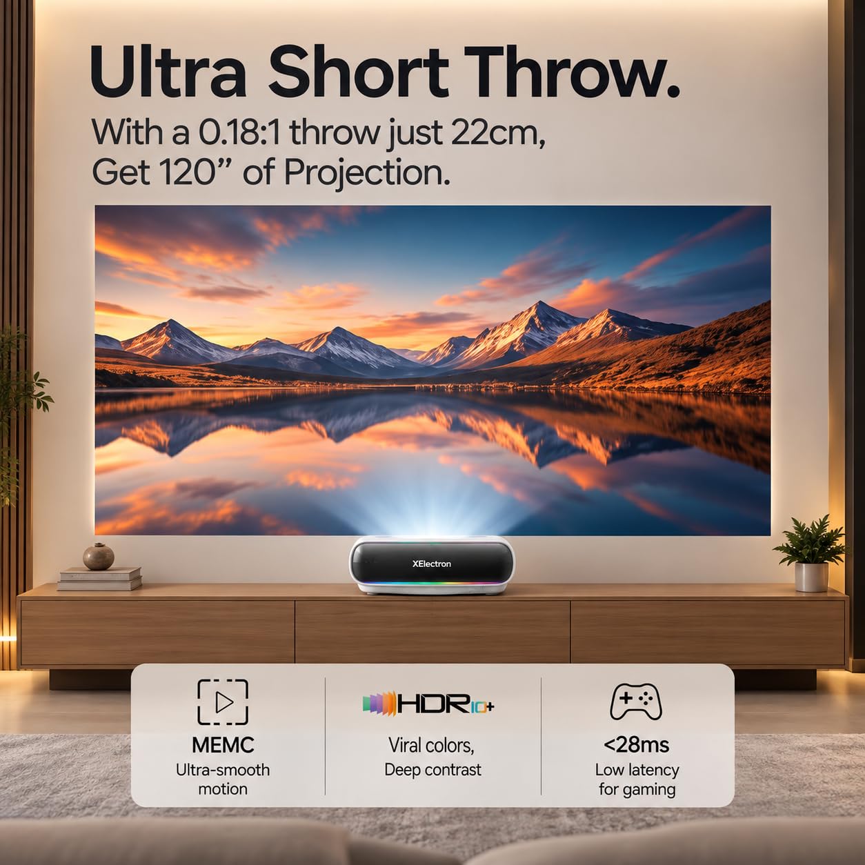 XElectron S2 Triple Laser Ultra Short Throw Projector with Google TV feature 8