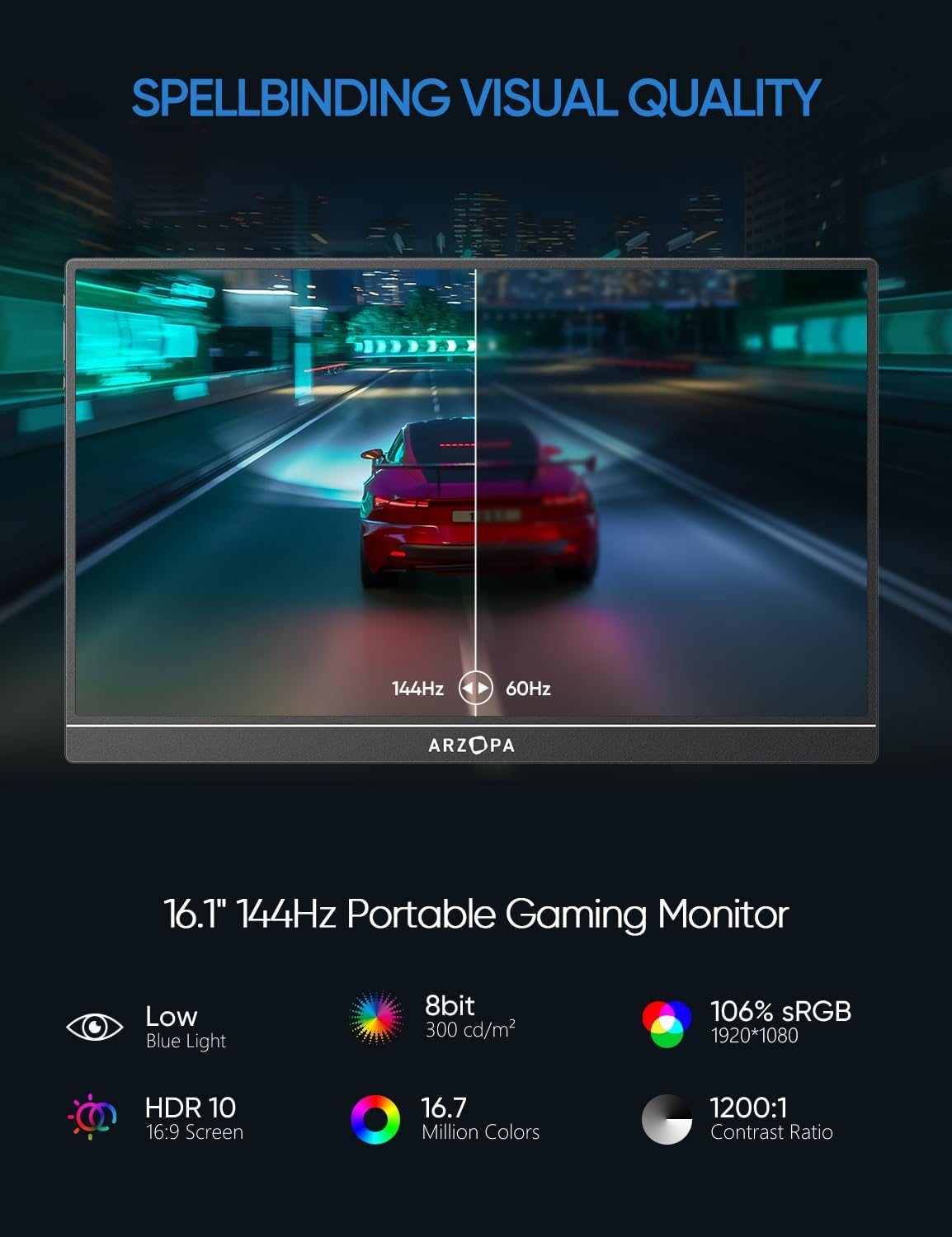 Arzopa Z1FC 16.1 inch 144Hz Portable Monitor feature 4