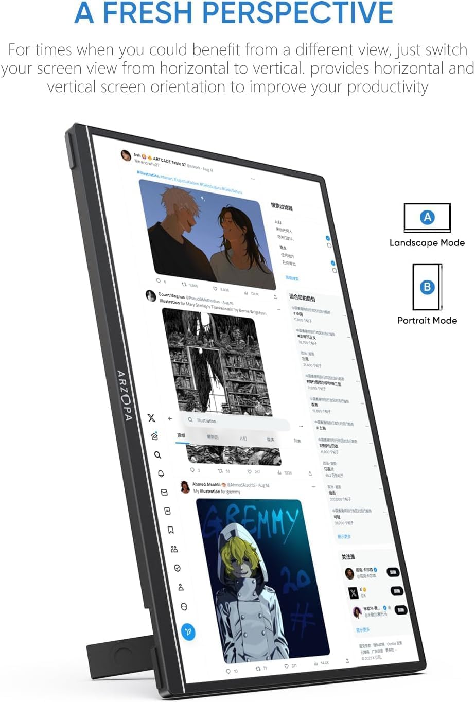 Arzopa Z1FC 16.1 inch 144Hz Portable Monitor feature 1
